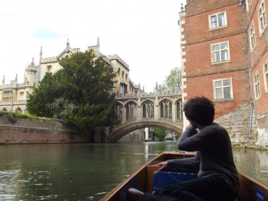Punting on the River Cam- heading under the Bridge of Sighs.