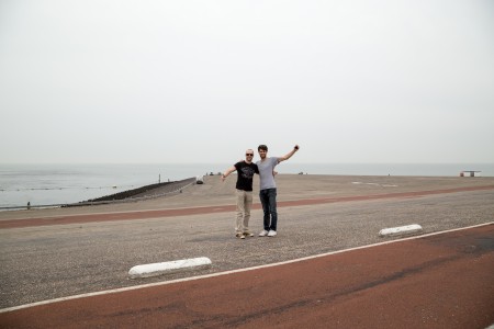Ed and Matt on reclaimed Dutch coastline in Zeeland. And the Dutch haven't forgotten the bike paths either (in red).