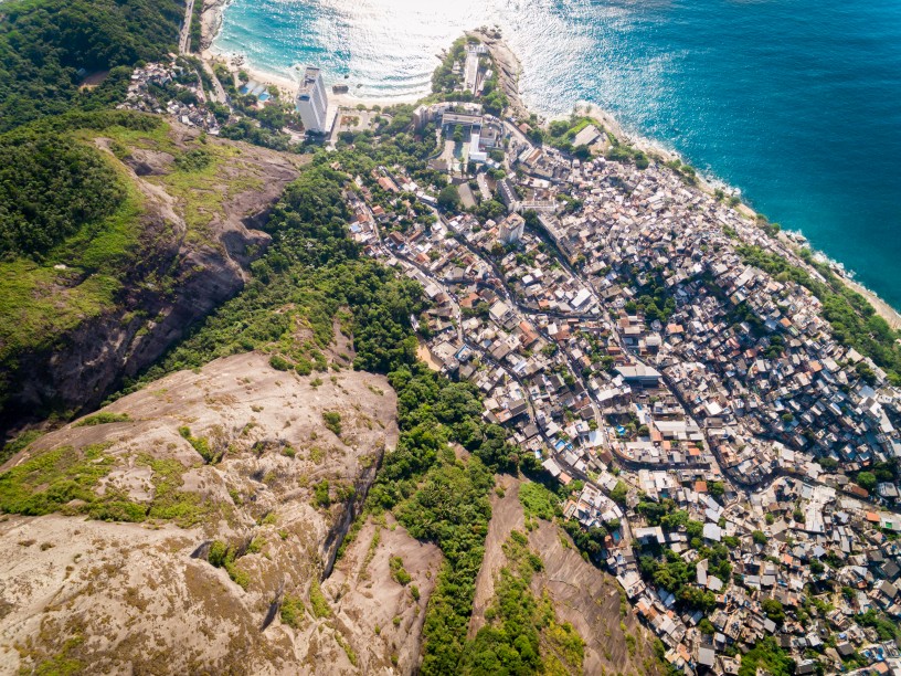 Aerial shot of Vidigal favela